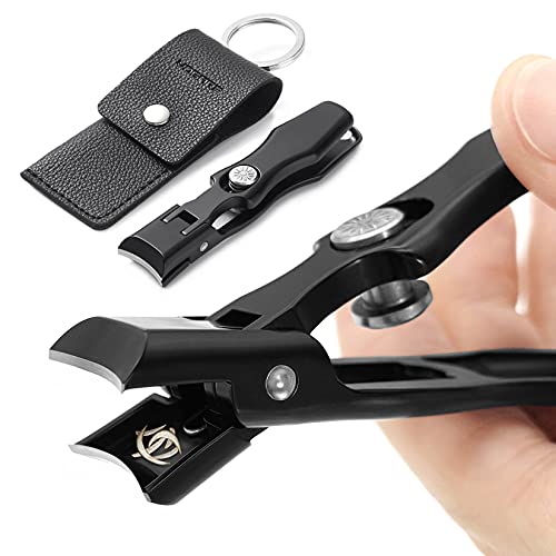 VOGARB Nail Clippers for Thick Nails Large Wide Jaw Opening Cutter with Safety Lock Heavy Duty for Toenail Fingernail No Splash Trimmer with Big Catcher for Men Women Adult Seniors (Black)