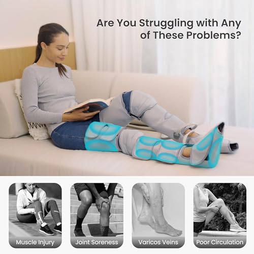 Snailax Leg Massager for Circulation and Pain, FSA or HSA Eligible, Leg Massager Machine with Heat and Air Compression, 3 Modes & 3 Intensity, Leg Calf Foot Wraps Massage Boots,Gifts