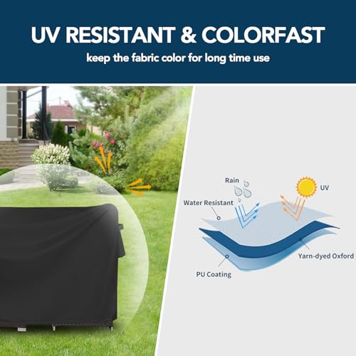 Easy-Going Rectangle Patio Furniture Cover Waterproof Outdoor Dining Table and Chair Cover Anti-UV Outside Sectional Sofa Set Covers (98"L x 78"W x 32"H, Grey)