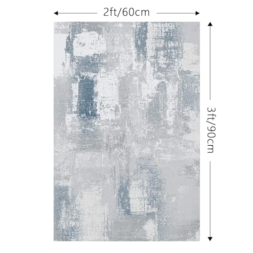FINOREN Artistic Abstract Area Rug.Lines-Grey,4x6 Feet,Suitable for Bedroom,Living Room,Apartment,Machine Washable Non-Slip Soft Modern Interior Rug,Smudge-Proof,Non-Shedding.