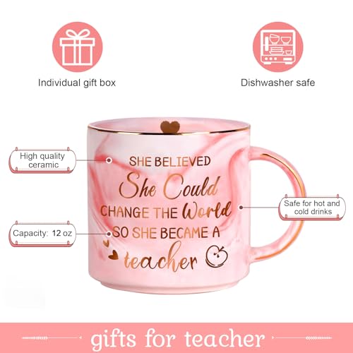 Teacher Appreciation Gifts for Women,12oz Novelty Coffee Mug Gifts for Teacher,Graduation Gifts for Her Inspirational Teacher,Personalized Teacher Gifts for Appreciation Week Birthday Back to School