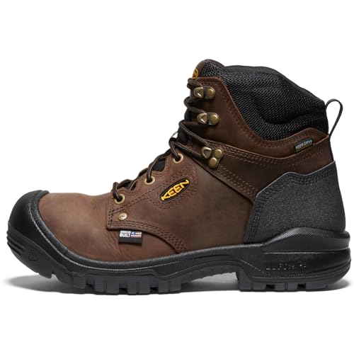 KEEN Utility Men's Independence 6" Leather Waterproof Soft Toe Work Boots, Black/Black, 10