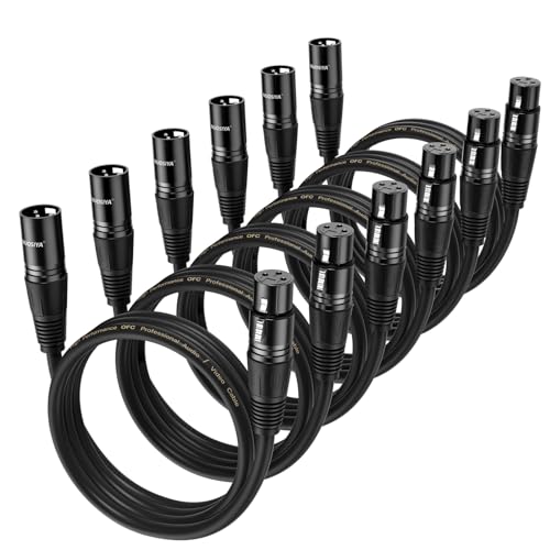 NUOSIYA XLR Cable 50 Ft 2 Packs,Microphone Cables,Premium Balanced Microphone Mic Speaker Cable with 3-Pin XLR Male to Female DMX Cable,Black