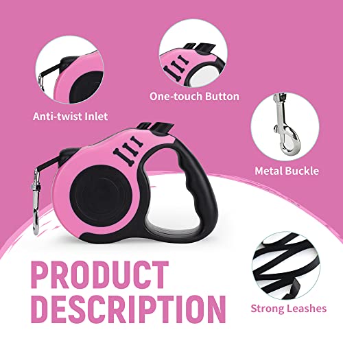LIEVUIKEN Retractable Dog Leash Automatic Telescopic Tractor Dog Tape, Pet Tape 10/16 FT Durable and Convenient, with Folding Bowl, Dispenser, Rubbish Bags, Suitable for Small and Medium Dogs