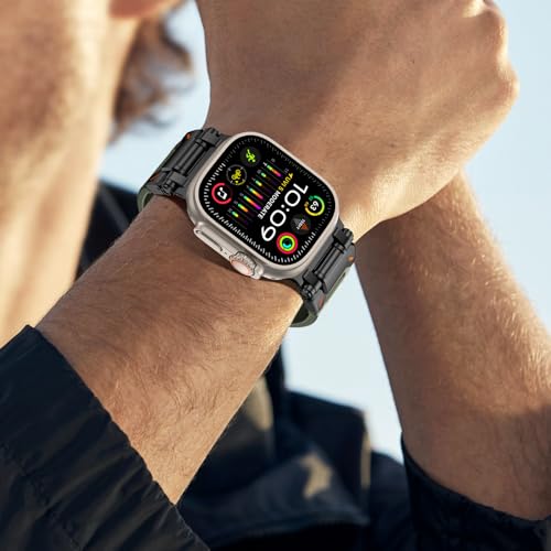FULLIFE Designed for Apple Watch Band Apple Watch Ultra 2/Ultra 49mm for Men, Silicone Rubber Bands with Metal Connector for Apple Watch Series 10 46mm, 9/8/7 45mm, SE2/SE 6/5/4 44mm, 3/2/1 42mm