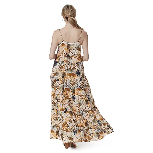 Jessica Simpson Women's Alanis 5 Tiered Maxi Dress, Bay Breeze-Chalk Pink, X-Small