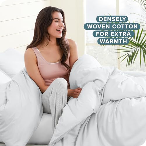 Bare Home Flannel Duvet Cover Set - Full/Queen - 100% Cotton, Velvety Soft Heavyweight Premium Flannel, Double Brushed - Includes Sham Pillow Covers (Full/Queen, Feelin' Foxy)