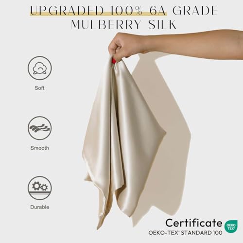 ZIMASILK Upgraded 100% Pure Mulberry Silk Pillowcase for Hair and Skin Silk Pillow Cases with Reinforced Hidden Zipper, More Soft & Durable Highest Grade 6A Silk, Gift Box 1Pc (King 20"x36", Pewter)