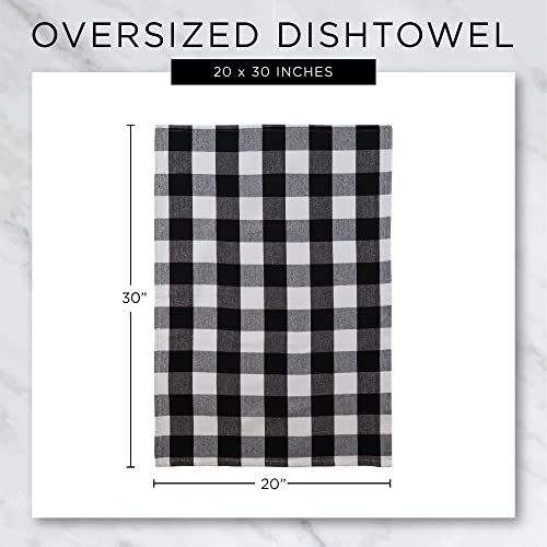 DII Buffalo Check Kitchen Collection, Classic Farmhouse Dishtowel Set, 20x30, Antique Green, 3 Piece