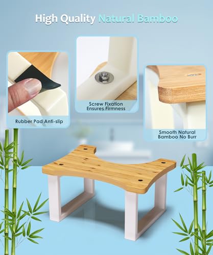REGIS Toilet Stool for Adults, Bathroom Toilet Potty Stool with Non-Slip Mat for Adults Children, Original Simple Design Healthy Portable Adult Toilet Poop Stool (Black, 6.5")