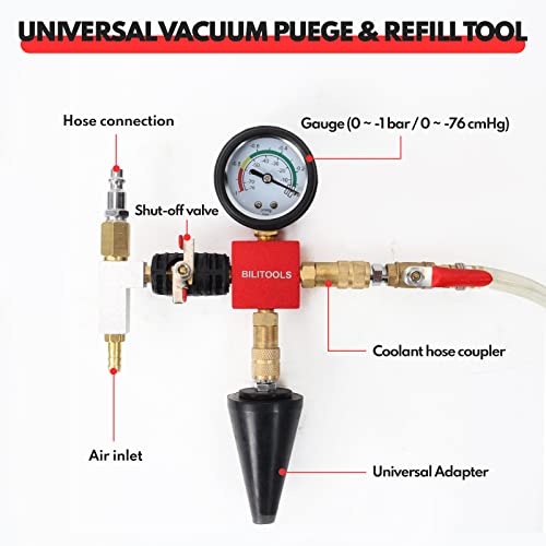 BILITOOLS Radiator Coolant Pressure Tester & Vacuum Refill Kit, 28-Piece Universal Cooling System Radiator Leak Tester & Refiller