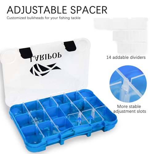 LARIPOP Tackle Boxes, Fishing Plastic Box, Transparent Plastic Storage Organizer Box,Tool Box, Bait Separator -Angler's equipment- 2 Packs /4 Packs Tackle Trays - Parts Box