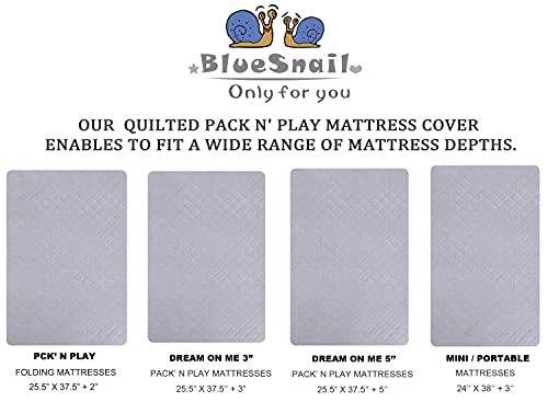 Quilted Waterproof Pack N Play Mattress Fitted Cover for Tollder, Portable Mini Crib Sheet, Comfortable and Breathable Playard Sheet 2 Pack by BlueSnail