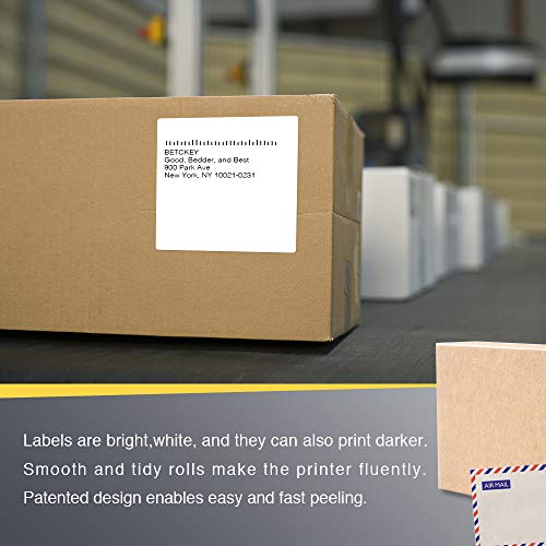 BETCKEY - 4" x 4" (102 mm x 102 mm) Shipping & Large Square Labels Compatible with Zebra & Rollo Label Printer,Premium Adhesive & Perforated [1 Rolls, 350 Labels]