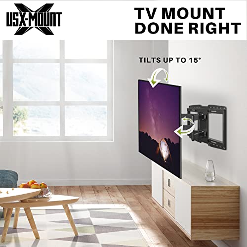 USX MOUNT UL Listed Heavy Duty TV Wall Mount for 32-90" TVs up to 150lbs with 8" Sliding Design, Ultra-Large TV Mount Bracket for up to 24" Studs with Swivel, Tilt & Leveling, Max VESA 600x400mm