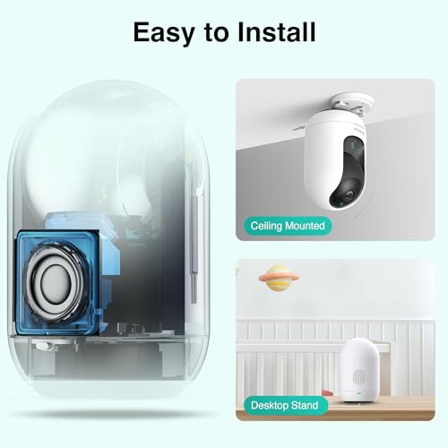 BOTSLAB Indoor 5M Pan Tilt Zoom Smart Security Camera, AI Human and Motion Detection PTZ Indoor Camera for Home, 2-Way Audio and Night Vision for Baby, Pet, Elder, Compatible with Alexa