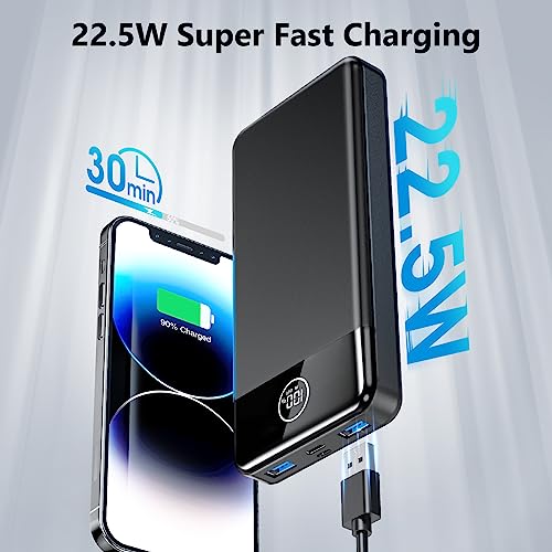 Portable Charger, 33800mAh Power Bank, 22.5W Fast Charging Battery Pack with USB C/USB A Output, Digital Display Portable Phone Charger for iPhone 15/14/13 Pro Samsung Google Android Cell Phone etc