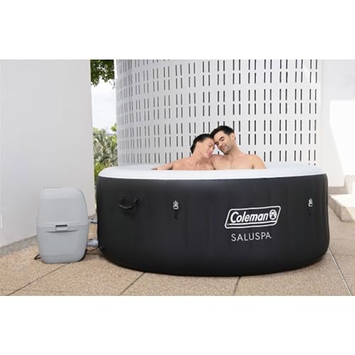 Coleman SaluSpa Miami AirJet 2 to 4 Person Round Inflatable Hot Tub Portable Outdoor Spa with 60 Soothing AirJets and Insulated Cover, Black