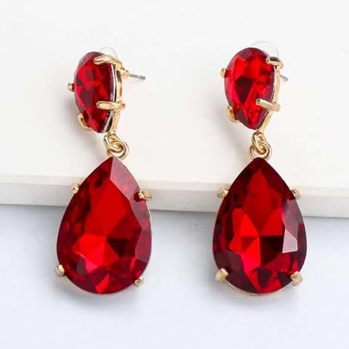 Hot Pink Earrings for Women Pink Rhinestone Prom Earring Crystal Rectangle Statement Earring Hot Pink Teardrop Dangle Drop Earrings for Party Evening Jewelry(pink 4pairsA)…