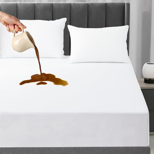 LVYSHOW Queen Mattress Protector, Waterproof Mattress Protector Queen Size, Soft Breathable Noiseless Queen Mattress Cover with Stretchable Pockets, Fitted up to 18 Inches