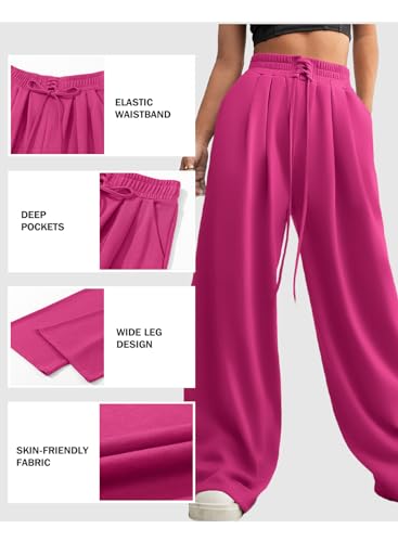 Aleumdr Womens Wide Leg Joggers 2024 Fall Trendy Baggy Pants Y2K Elastic Waist Jogger Sweatpants Track Pants Beige Medium