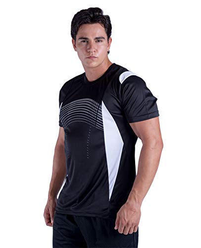 LeeHanTon Black T Shirt Men Summer Short Sleeve Round Neck Comfort Soft Tennis Shirts Black Medium