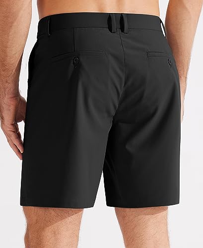 Libin Golf Shorts Men 7" Dress Shorts Casual Work Flat Front Stretch Lightweight, Light Gray 38