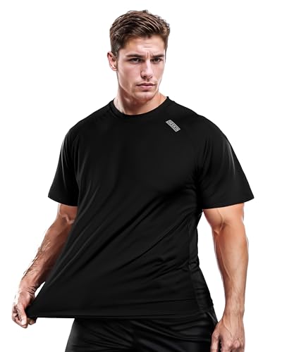 DRSKIN Men's T-Shirt Short Sleeve Shirts Running Athletic Workout Active Sun Protection Quick Dry (BSSB02, S)