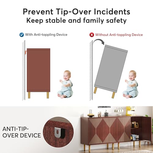 Tribesigns Modern Grey Storage Cabinet Set, Freestanding Floor Cabinet, Classic 59 inches Sideboard, Wood Buffet Cabinet with Doors, Large Storage Cabinet for Living Room, Dining Room, Garage