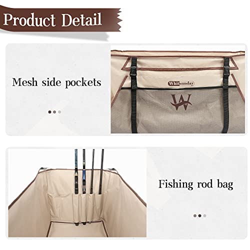 Whitsunday Heavy Duty Collapsible Wagon Cart, 380lb Load-Bearing Utility Wagon Cart with Big All Terrain Wheels, Folding Outdoor Wagon with Side Pocket for Beach, Camping, Outdoor Beige