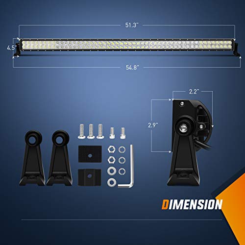 Nilight - 15026C-A LED Light Bar 52Inch 300W Spot Flood Combo LED Driving Lamp Off Road Lights LED Work Light for Trucks Boat Jeep Lamp,2 Years Warranty