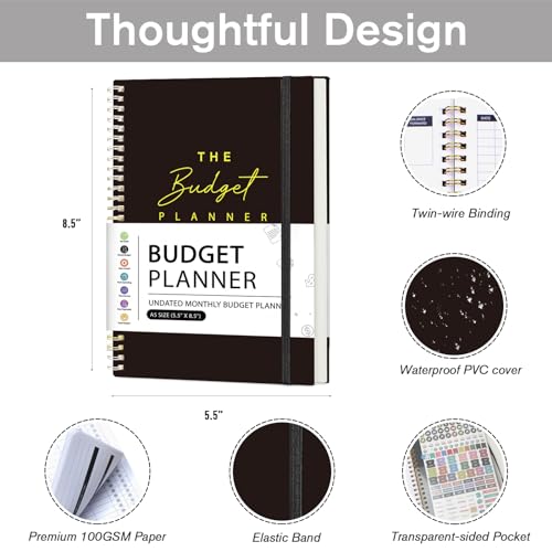 Budget Planner - Monthly Budget Book 2024 with Expense & Bill Tracker - Undated 12 Month Financial Planner/Account Book calendar organizer to Take Control of Your Money