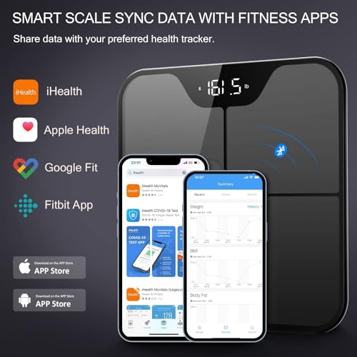 iHealth Nexus PRO Digital Bathroom Scale for Body Weight and Composition Health Analyzer with Smart Bluetooth APP to Monitor Body Fat, BMI, Muscle Mass, and More, Weighing Up to 400 lbs - Black