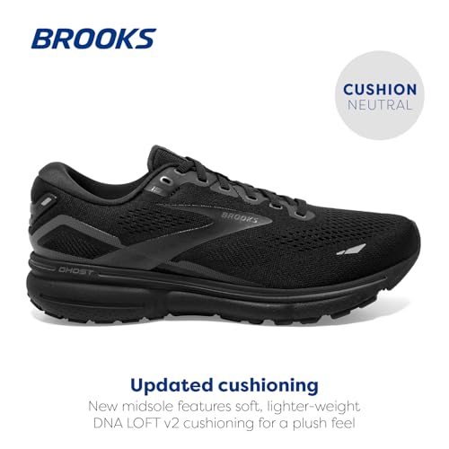 Brooks Women's Ghost 15 Neutral Running Shoe - Black/Black/Ebony - 8 Medium