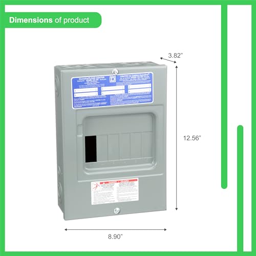 Square D by Schneider Electric Square D - HOM612L100SCP Homeline Load Center with Cover, 100-Amp Fixed Main Lugs, 1-Phase, 6-Space, 12-Circuit, Indoor