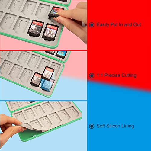 Aconcise One Game Card Case for Nintendo Switch Games, Slime and Portable Carrying Storage Travel Box with 24 Card Slots, Hard Shell Protective and Durable (Leaves)