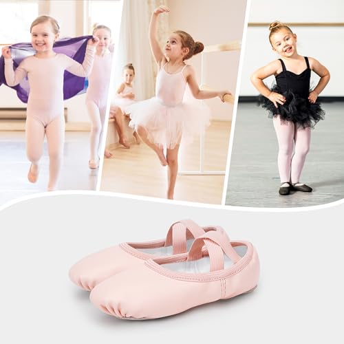 Stelle Ballet Shoes for Girls Toddler Dance Slippers PU Leather Boys Ballerina Shoes for Toddler/Little Kid/Big Kid/Women(Ballet Pink,3ML)