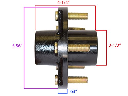 Pair of 5-Bolt On 4-1/2 Inch Hub Assembly (AKSQ-2200545) Includes (2) Square Shaft 1-1/16 Inch Straight Spindles & Bearings