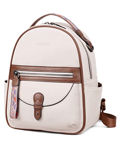 FADEON Mini Backpack Purse for Women, Designer Leather Cute Roomly Small Backpacks, Ladies Shoulder Backpack Fashion Handbag