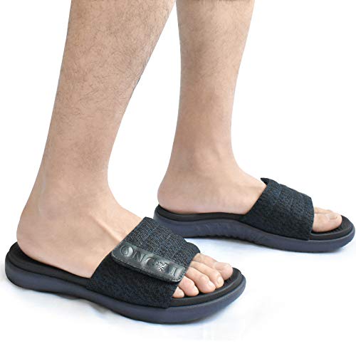 ONCAI Mens Slide Sandals Brown Open Toe Athletic Adjustable Straps Orthotic Plantar Fasciitis Sport Sandals with Soft Cushion Arch Support Footbed Size 14