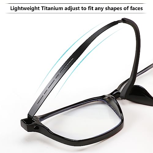 FEISEDY Lightweight TR90 Flexible Titanium B Rectangle Reading Glasses Anti-Blue Light Eyeglass B0018 Black 1.0x