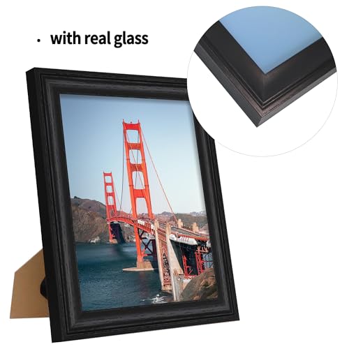 iRahmen 4x6 Picture Frame Set of 4, Rustic Picture Frames with HD Glass, Display Pictures 4 x 6 Without Mat, Wood Farmhouse Style Frames for Desktop Display and Wall Mounting