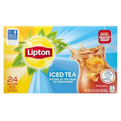 Lipton Unsweetend Iced Tea Bags, Gallon-Sized, 24 Total Tea Bags