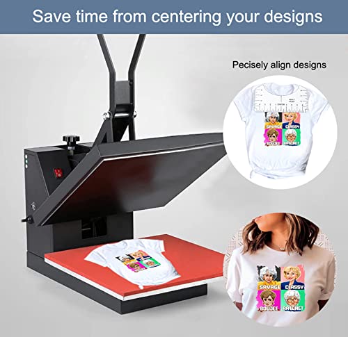 tietoc Ruler Set - 9pcs PVC Tshirt-Ruler, Transparent V-Neck/Round Measurement, 10x5/10x4.5/10x3.5/10x2.5in, Ideal for Alignment & Heat Press, Children Youth Adult, Front & Back