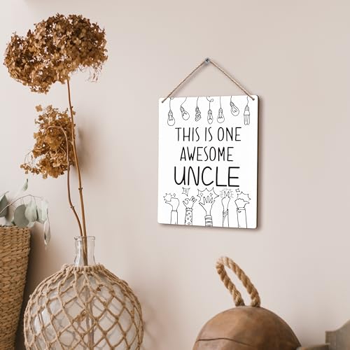 FUGWN This is One Awesome Uncle Wooden Signs 8x10, Uncle Gifts, Best Uncle Gifts, Uncle Uncles Gifts Gift from Niece Nephew, Gifts for Uncle Home Room Wall Decor