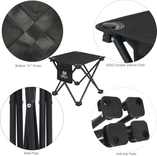 Opliy Camping Stool 2 Pack,13.5 Inch Portable Folding Stool for Outdoor Gardening and Beach Hiking Fishing,Foot Stool with Carry Bag (Black)