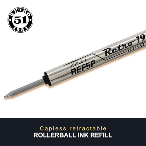 Retro 51 Tornado Rollerball Refill Black 3-Pack - Premium German Ink, Smooth Writing, Compatible with Tornado Pens