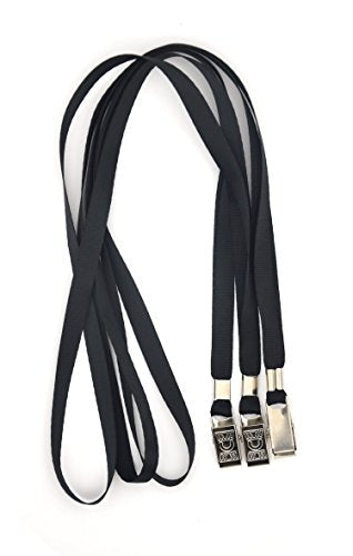 Bird Fiy® 50 Pcs Nylon Cord Lanyards Bulldog Clip Deluxe Neck Lanyard for Id Cards/badges (black)