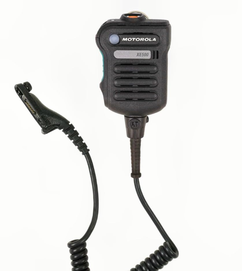 Motorola Solutions PMMN4107, PMMN4107BBLK Radio Remote Speaker Mic (Without Channel knob). Five Integrated Microphones, Adaptive Audio, IP68 Submersible Rating, and Extreme Heat Resistant Temp Cable