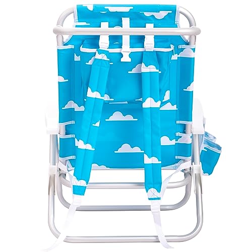 Luxury Sturdy Extra Comfort Backpack Beach Chair/Bundle of 2 Units (Blue White Stripes)
